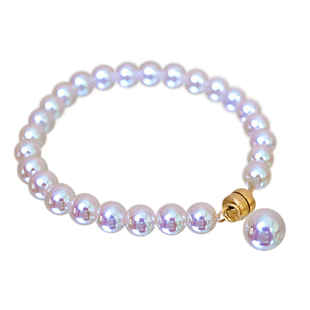 天女伴彩施家人造珍珠手链手串极光镜面仿日本akoya海水珠磁吸扣