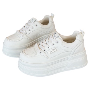 增高厚底松糕鞋女2025新款爆款配阔腿裤时尚潮流休闲鞋真皮小白鞋