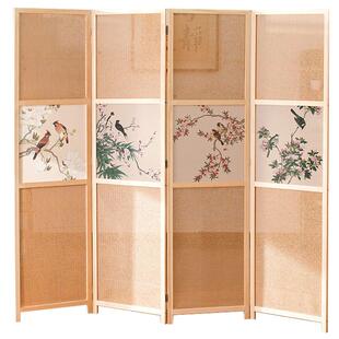 实木半透屏风隔断帘现代简约家用遮挡可移动折叠客厅书房酒店宾馆