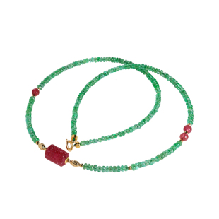 若华珠宝月蓉 赞比亚祖母绿宝石项链女18K金碧玺彩宝吊坠礼物定制