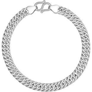 周六福双扣链手链男士S925银潮流嘻哈本命年礼物送男友