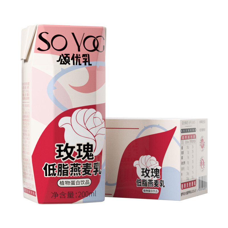 唯怡 颂优乳玫瑰 低脂高钙燕麦乳0乳糖 0蔗糖早餐乳200ml*10盒