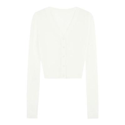 显瘦V领短款薄针织开衫上衣