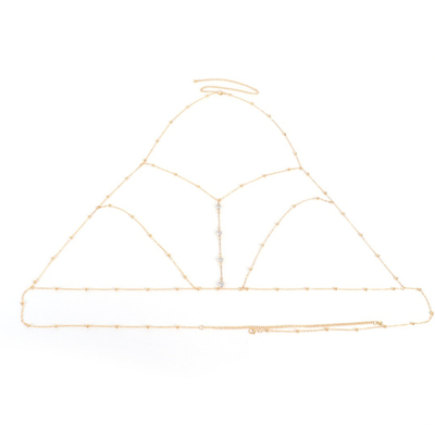 金色合金性感身体链项链套装