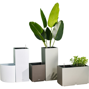 现代创意长方形自动吸水花盆特大客厅大花盆高塑料组合式阳台花箱