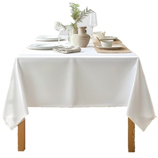 白色全棉高档加厚桌布餐巾口布可定制酒店西餐厅圆形正方形台布