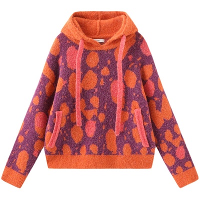 tanni法式休闲连帽套头针织衫女