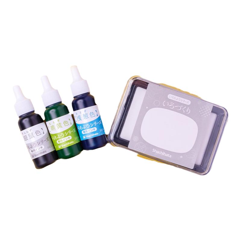 日本旗牌Shachihata印泥色模样手帐DIY创意手作空白涂色印台