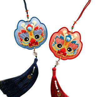 龙年刺绣手工diy材料包平安符送男友车挂饰自绣新年双面绣平安福