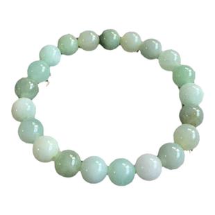 缅甸A货天然翡翠冰种多彩浅绿色小手串卡10mm圆珠手串手链