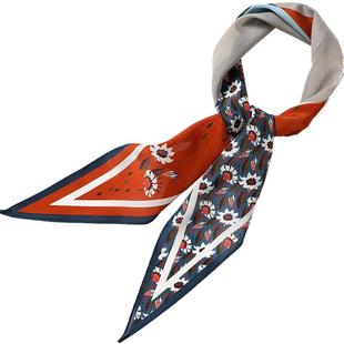 菱形小丝巾女士秋冬季真丝长条护颈薄款三角巾系脖轻奢高级感领巾