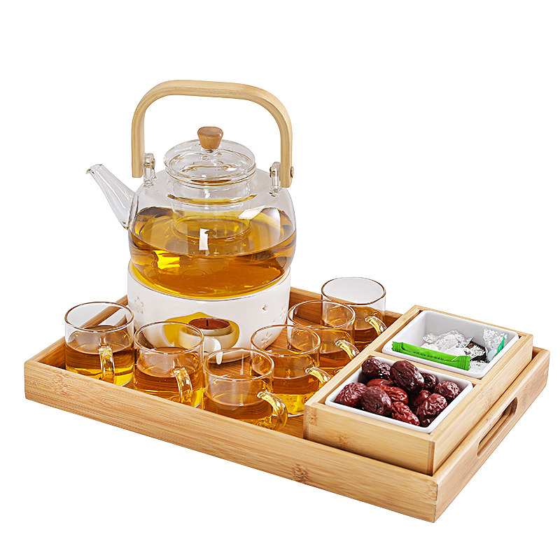 轻奢下午茶具套装酒店养生茶壶蜡烛煮茶炉电加热玻璃过滤水果茶壶