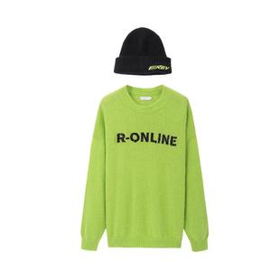 REVAN芮范设计师款趣味毛线帽亮绿色毛衣RM90601170