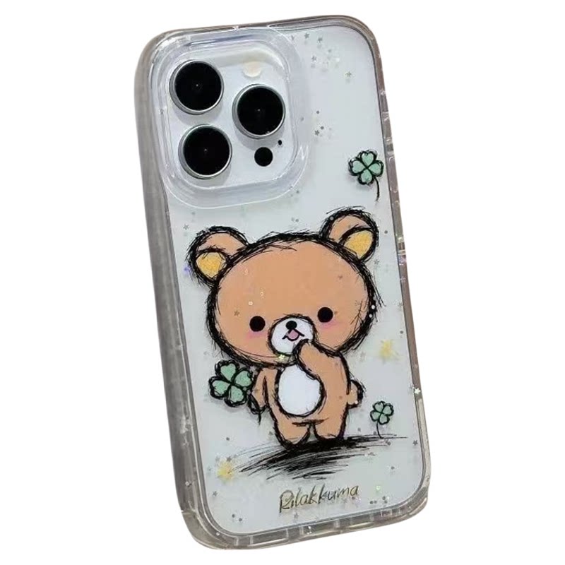 素描小猫小熊可爱情侣防摔保护套