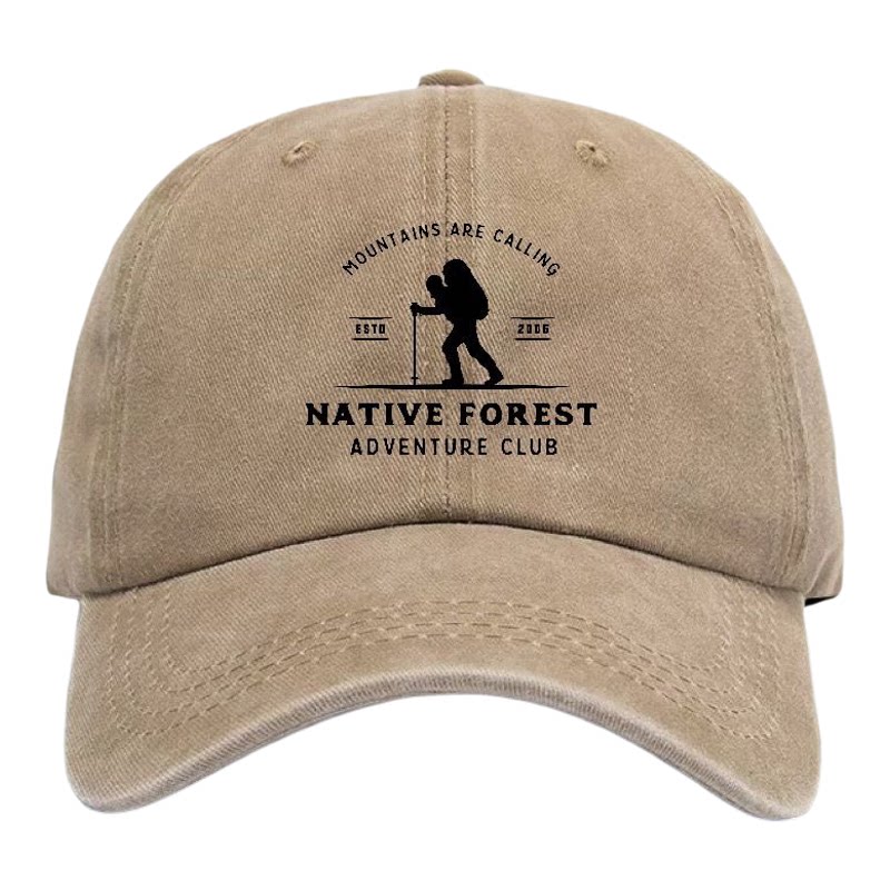 复古做旧棒球帽群山NATIVE FOREST探险ins户外遮阳百搭男女鸭舌帽