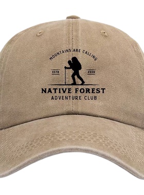 复古做旧棒球帽群山NATIVE FOREST探险ins户外遮阳百搭男女鸭舌帽