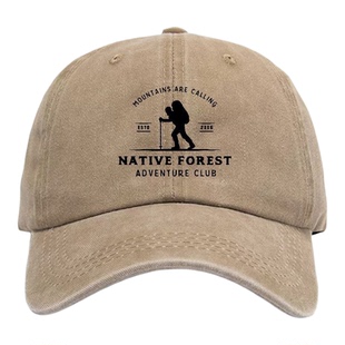 复古做旧棒球帽群山NATIVE FOREST探险ins户外遮阳百搭男女鸭舌帽