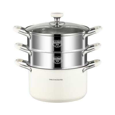 304不锈钢蒸锅家用陶瓷煮粥汤锅