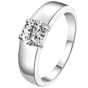 莫桑石钻戒男钻石戒指婚戒S925纯银镀白金铂金结婚订婚送男友礼物