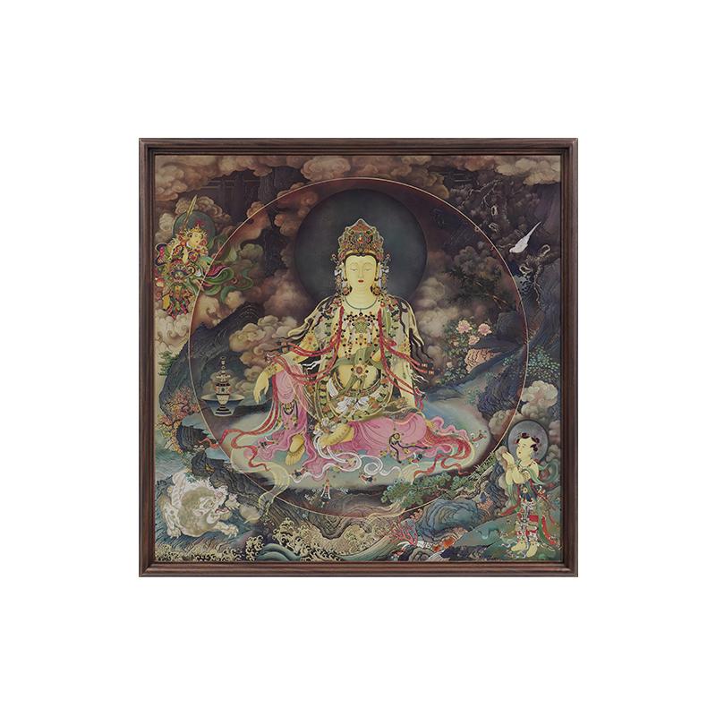 水月观音禅意挂画书房客厅装饰画