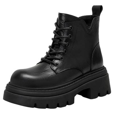 星期六黑色马丁靴英伦厚底短靴子