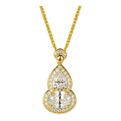 金色水滴蛋形拼钻葫芦钻石项链女