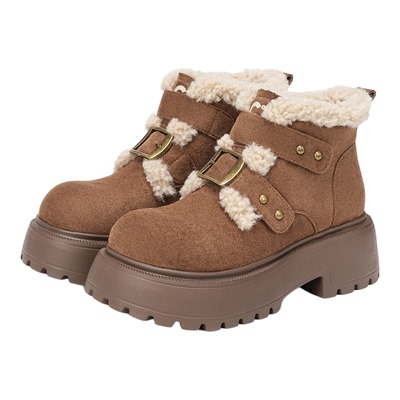 千百度2025新款厚底雪地靴