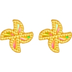 周六福黄金5G足金耳饰耳钉炫彩小风车耳针计价女友节日礼物