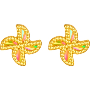 周六福黄金5G足金耳饰耳钉炫彩小风车耳针计价女友节日礼物