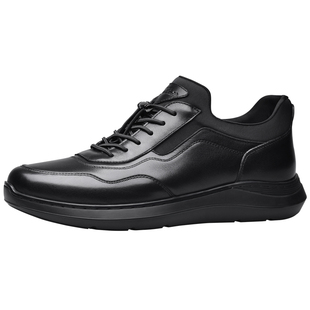 宾度男鞋品牌春夏季男士商务皮鞋休闲鞋男真皮厚底轻便黑色通勤鞋