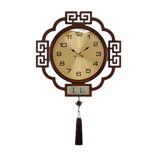 新款轻奢挂钟新中式万年历家用时尚静音中国风铜大气钟表挂墙时钟