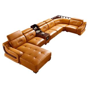 真皮沙发头层牛皮客厅组合实木现代新中式东莞佛山龙江转角大沙发