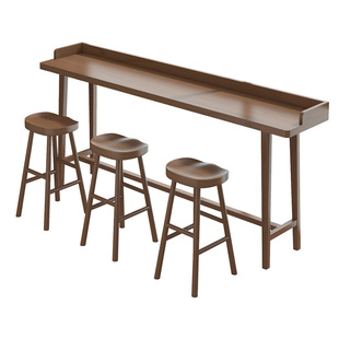 实木阳台吧台高脚桌带挡边简约现代落地窗长条桌酒吧桌奶茶店桌椅