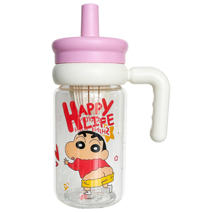 蜡笔小新联名玻璃茶漏杯可爱高硼硅水杯茶水分离大容量带盖冰霸杯