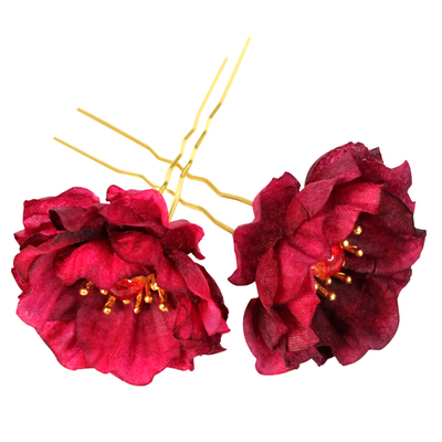 在水一方古风簪子布艺花朵U钗