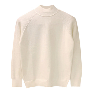 简约半高领打底衫修身男士白色内搭针织衫秋冬时尚高级感毛衣男款