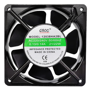 GBOC散热风扇220v静音12038机柜工业小型轴流风机15cm双滚珠轴承