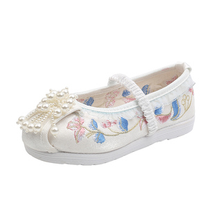 汉服鞋子女童春夏马面裙鞋子老北京布鞋宝宝手工表演儿童绣花鞋子