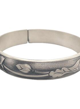 古银铺足银复古工艺饰品女款莲花