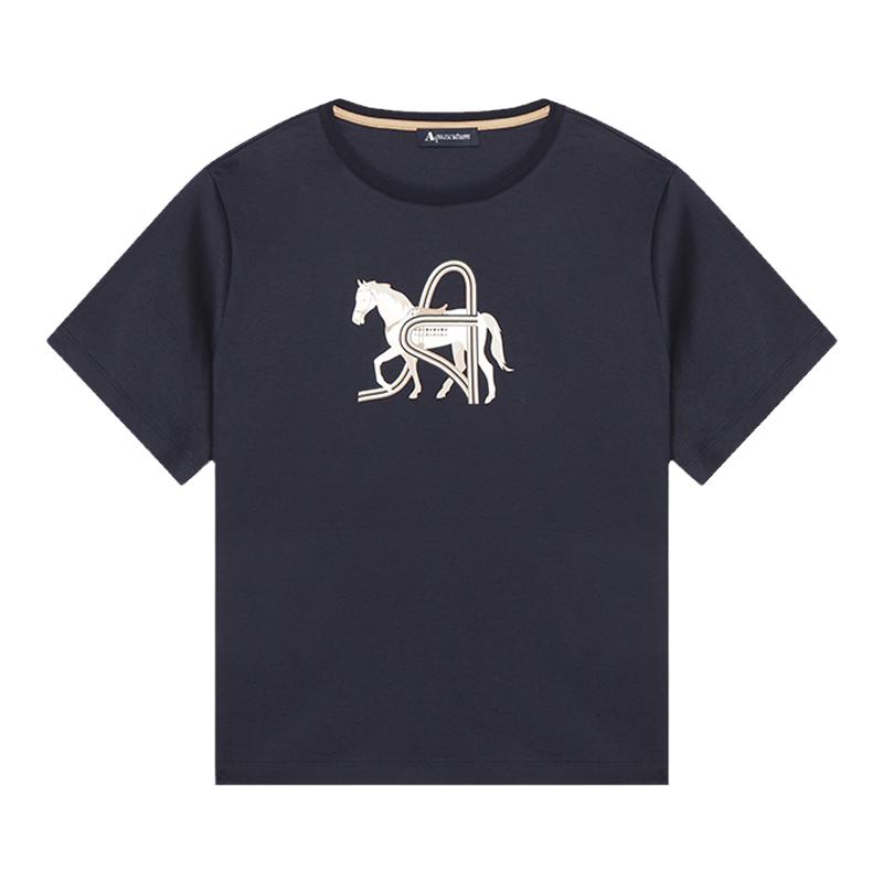 Aquascutum/雅格狮丹女士2025春夏新品t恤上衣短袖修身百搭