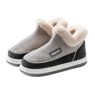 包跟棉拖鞋男士冬季外穿防滑室内居家用老年加绒保暖东北大棉鞋男