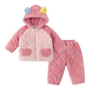 【特价清仓】嘟嘟家儿童家居服套装冬装珊瑚绒宝宝睡衣加厚男女童