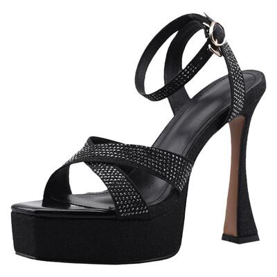 misili粗跟防水台露趾凉鞋