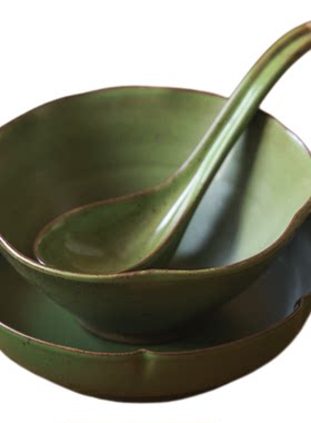 景德镇高温粗陶花口米饭碗