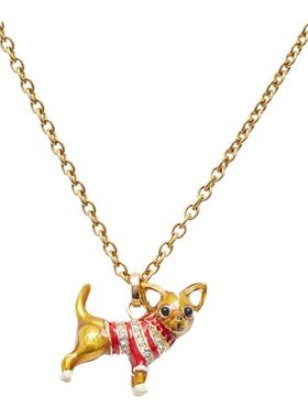 彩釉小狗吉娃娃雪纳瑞毛衣项链