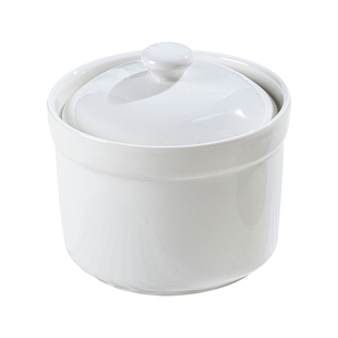 纯白酒店陶瓷炖汤杯炖盅隔水炖点心带盖家用蒸蛋碗炖罐小瓦罐汤煲