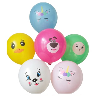 12寸加厚奶龙猫咪鸭子草莓熊笑脸库洛米表情街卖摆摊背带娃娃气球