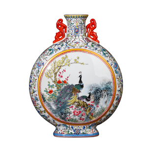 景德镇陶瓷器仿古粉彩花瓶摆件中式客厅装饰高级感乔迁新居礼物