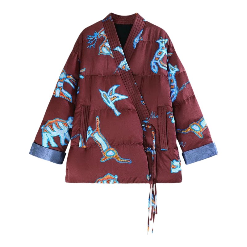 BAOERJIA「宝儿家」BH52726410新中式桑蚕丝羊毛汉服90白鹅绒服