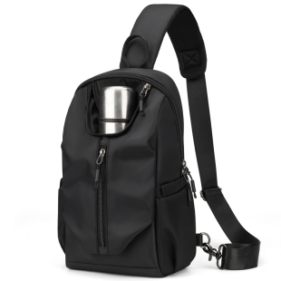 L＆M斜跨包男士单肩挎包大容量水杯胸包外出便携包防水耐磨通勤包